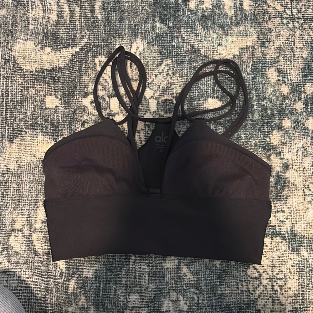 Alo Yoga Black Strappy Sports Bra